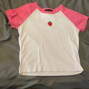 Pink + White t shirt size LARGE